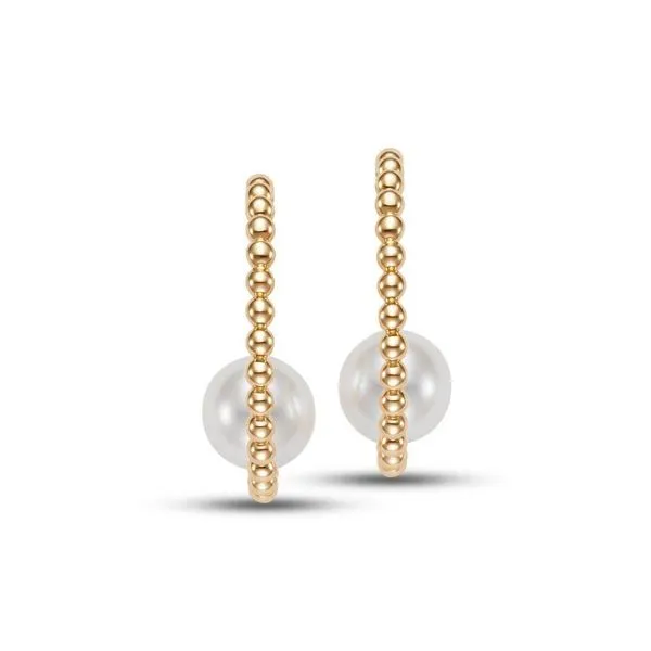 Mastoloni 14KT Yellow Gold 8.5-9MM Freshwater Pearl Beaded Circle Hoop Earrings Steve Lennon & Co Jewelers  New Hartford, NY