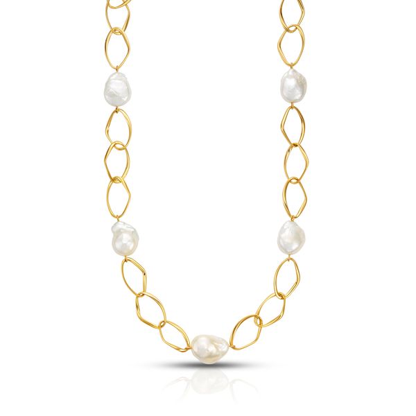 MP 18K Yellow Gold Pearl Necklace Steve Lennon & Co Jewelers  New Hartford, NY