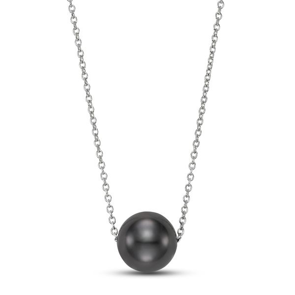 Mastoloni -FLOATING PEARL PENDANT NECKLACE 14KT WHITE GOLD 8-9MM BLACK TAHITIAN PEARL NECKLACE, 18 INCHES Steve Lennon & Co Jewelers  New Hartford, NY