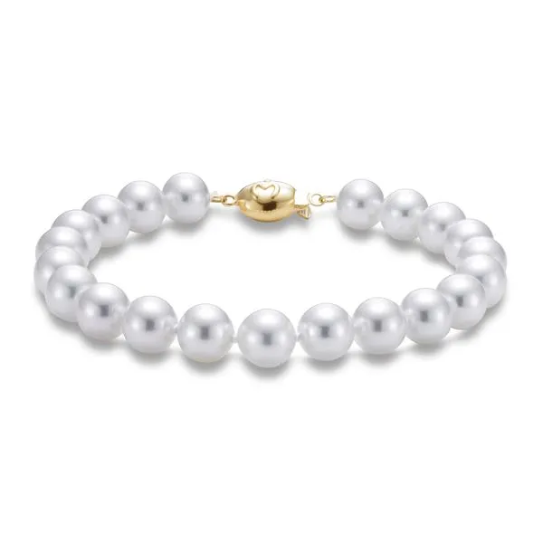 Mastoloni Yellow 18 Karat Bracelet Length 7 With 21= Round Pearls Steve Lennon & Co Jewelers  New Hartford, NY