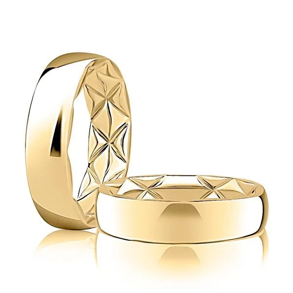 A. Jaffe Classic 14K Yellow Gold 6mm Men's Quilted Wedding Band Steve Lennon & Co Jewelers  New Hartford, NY