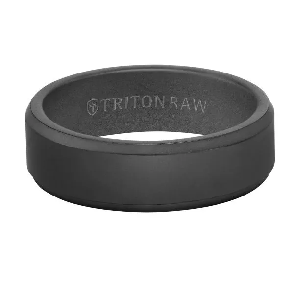 Triton - Raw Bevel Edge Ring Tungsten with Black . Size 10 Steve Lennon & Co Jewelers  New Hartford, NY