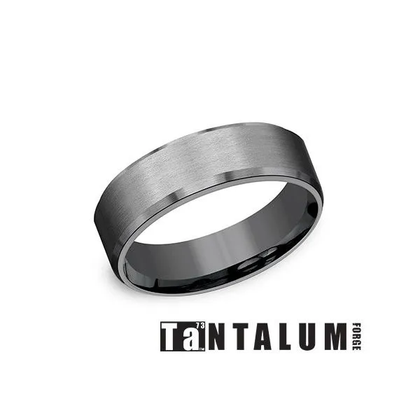 Benchmark Men's Wedding Band 7mm with Slight Bevel in Dark Tantalum and Satin Finish Steve Lennon & Co Jewelers  New Hartford, NY