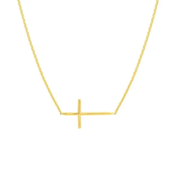 14Kt Yellow Gold Adjustable Mini Cross Necklace Steve Lennon & Co Jewelers  New Hartford, NY