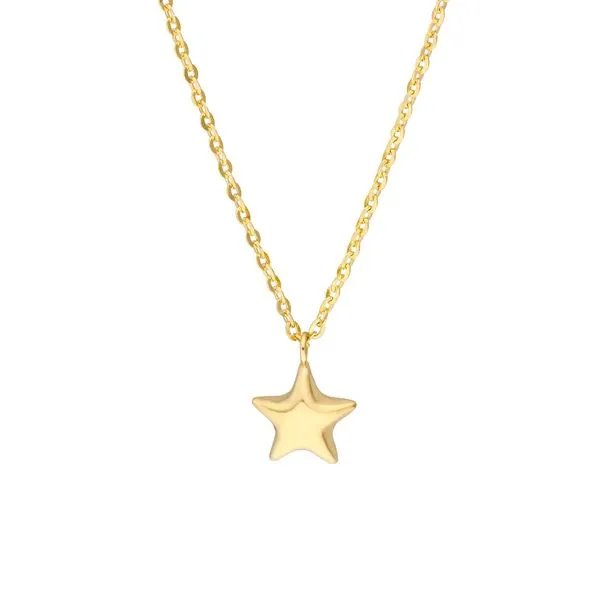 14K Yellow Gold Child's Puff Star Chain Necklace Steve Lennon & Co Jewelers  New Hartford, NY