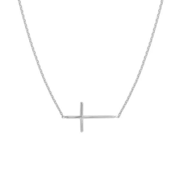 14KT White Gold Adjustable Mini Cross Necklace Steve Lennon & Co Jewelers  New Hartford, NY
