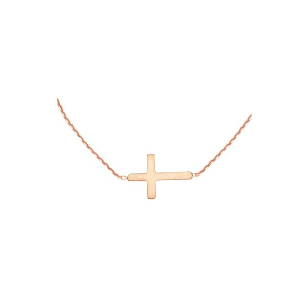 E2W MINI CROSS ADJUSTABLE NECKLACE 14KT RG 18