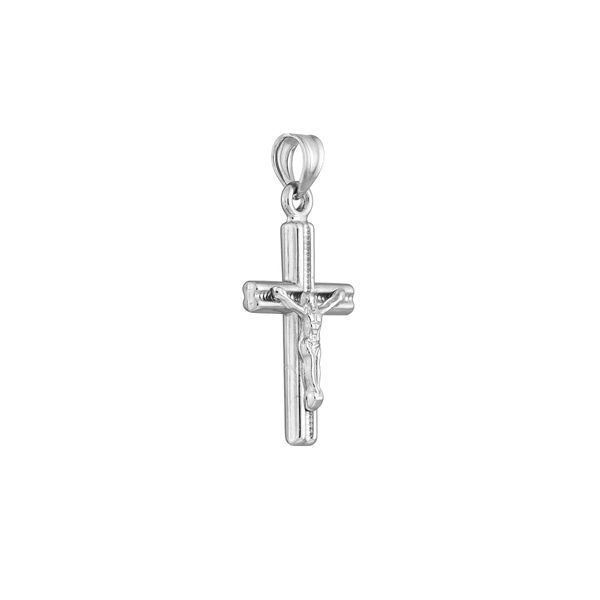 10KT White Gold Textured Channel Crucifix Pendant Steve Lennon & Co Jewelers  New Hartford, NY