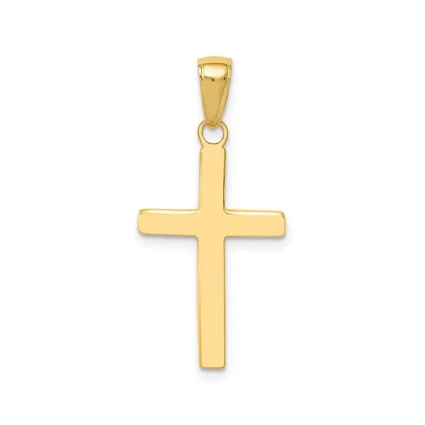 14K Yellow Gold Slightly Domed Polished Cross Pendant Steve Lennon & Co Jewelers  New Hartford, NY