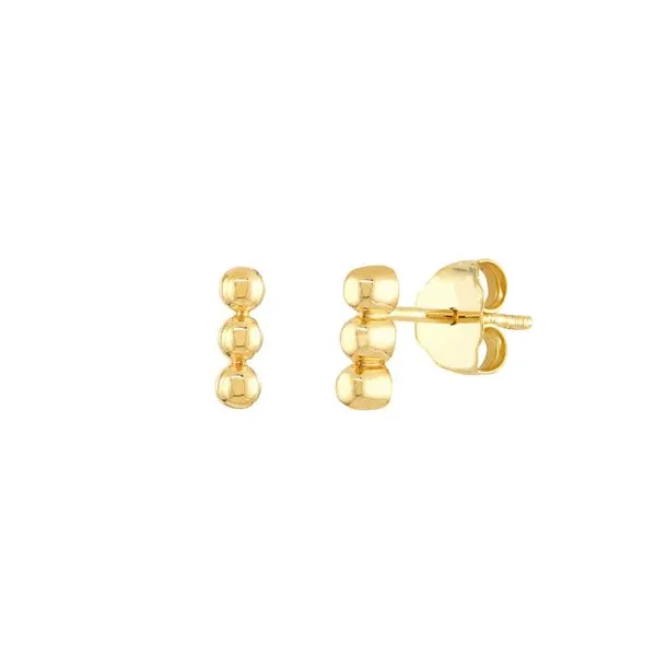 14kt Yellow Gold Triple Bead Stud Earrings Steve Lennon & Co Jewelers  New Hartford, NY