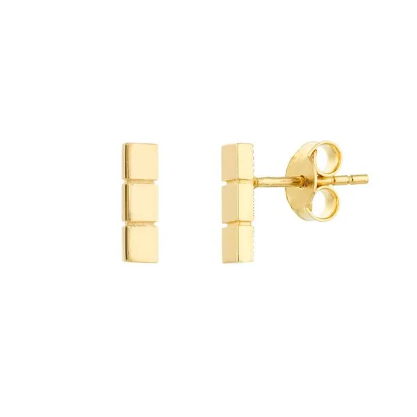 14kt Yellow Gold Triple Square Bar Stud Earrings Steve Lennon & Co Jewelers  New Hartford, NY
