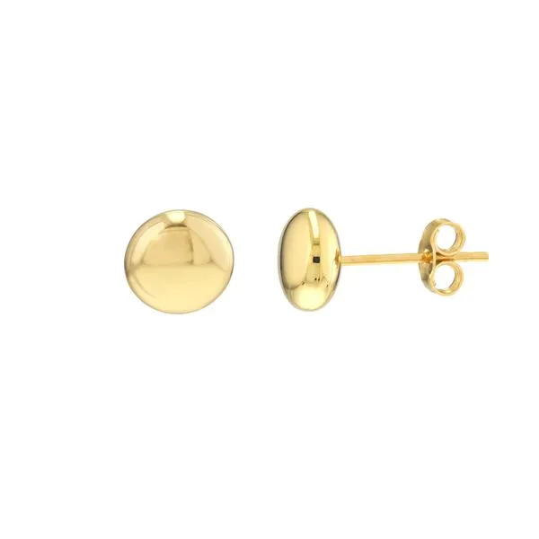 14Kt Yellow Gold 7mm Flat Round Pebble Stud Earring Steve Lennon & Co Jewelers  New Hartford, NY