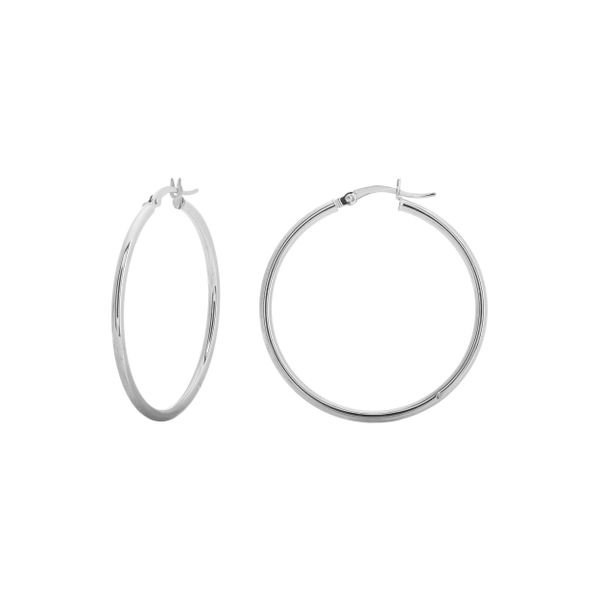 MC 14K White Gold Gold Hoop/Huggie  Earrings Steve Lennon & Co Jewelers  New Hartford, NY