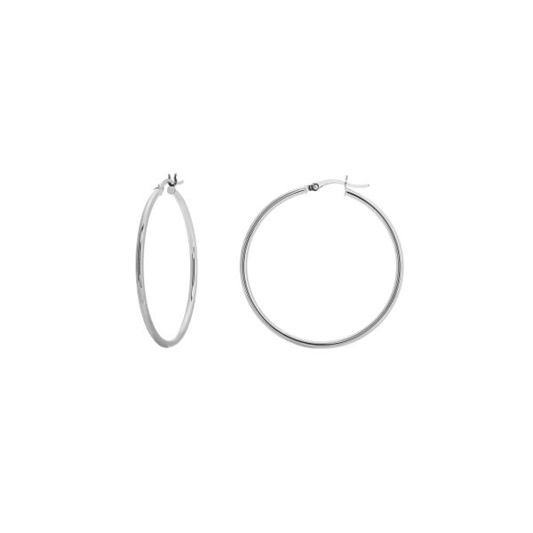 MC 14K White Gold Gold Hoop/Huggie  Earrings Steve Lennon & Co Jewelers  New Hartford, NY