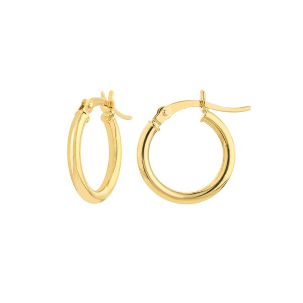 Polished 14 Karat Small Hoop Yellow Gold Hoop Earrings S. Lennon & Co Jewelers New Hartford, NY
