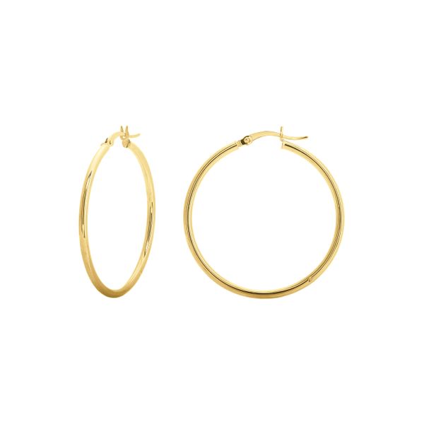 Polished 14 Karat Medium Hoop Gold Hoop Earrings S. Lennon & Co Jewelers New Hartford, NY