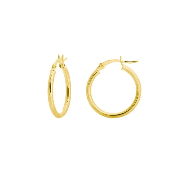 Polished 14 Karat Small Hoop Yellow Gold Hoop Earrings Steve Lennon & Co Jewelers  New Hartford, NY