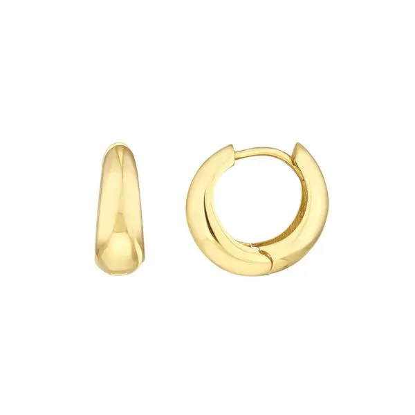 10K Yellow Gold Gradated Small Puff Hoop Earring Steve Lennon & Co Jewelers  New Hartford, NY