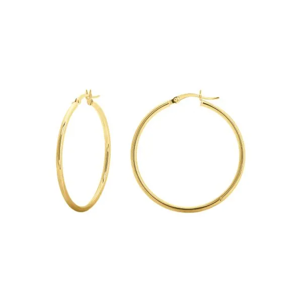 14KT Yellow Gold Round Tube Polished Hoops 2X35Mm S. Lennon & Co Jewelers New Hartford, NY