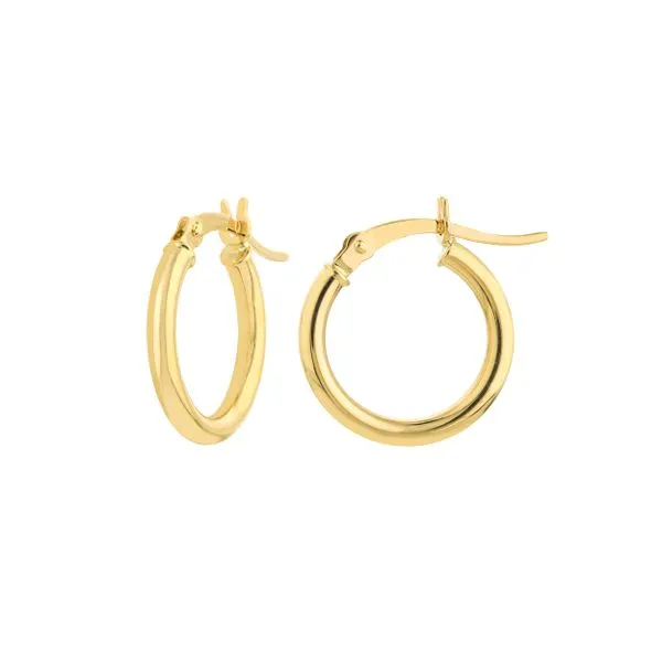 14KT Yellow Gold Round Tube Polished Hoops 2X15Mm S. Lennon & Co Jewelers New Hartford, NY