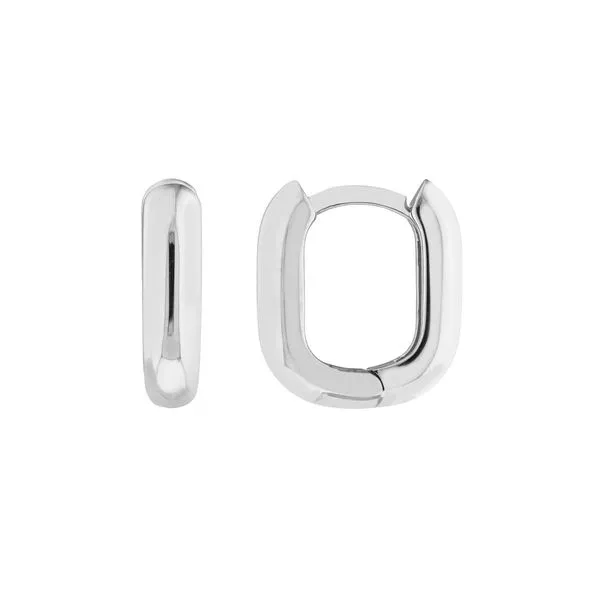 14KT White Gold Oblong Polished Mini Hoop Earring 10X12mm Steve Lennon & Co Jewelers  New Hartford, NY