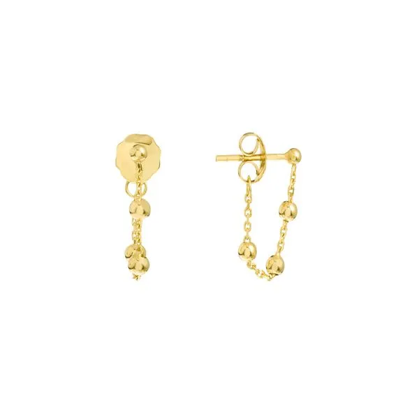14KT Yellow Gold Beaded Chain Huggie Earrings Steve Lennon & Co Jewelers  New Hartford, NY
