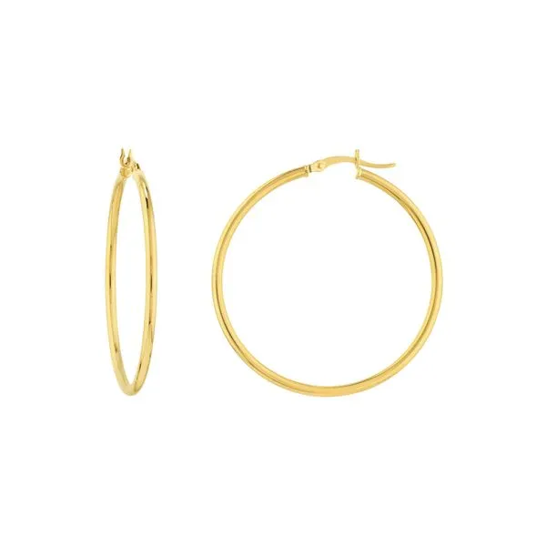 14KT Yellow Gold Round Tube Polished Hoops 2X35Mm Steve Lennon & Co Jewelers  New Hartford, NY