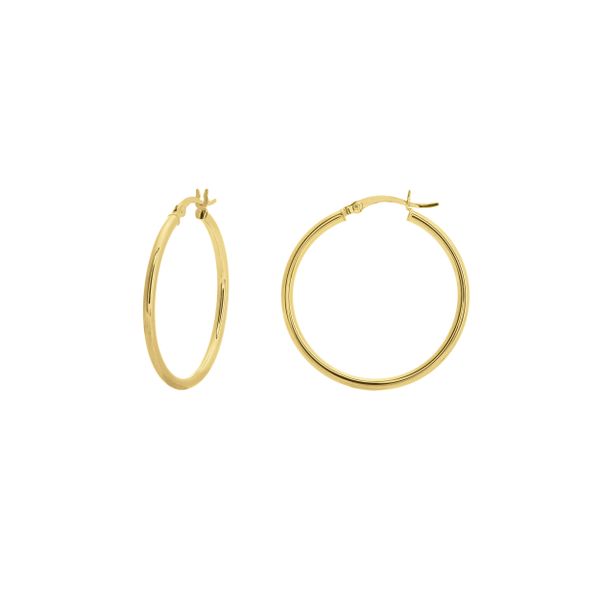 14KT Yellow Gold Round Tube Polished Hoops 2X30Mm Steve Lennon & Co Jewelers  New Hartford, NY