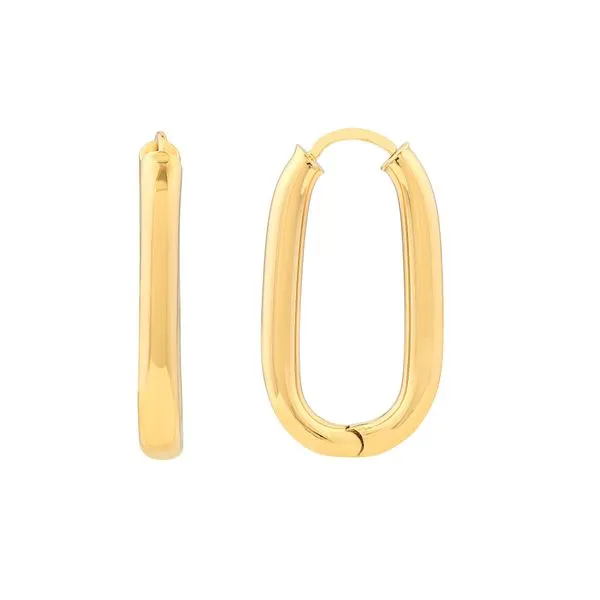 14kt Yellow Gold 25.1mm Oval Round Hoop Hinged Earrings Steve Lennon & Co Jewelers  New Hartford, NY