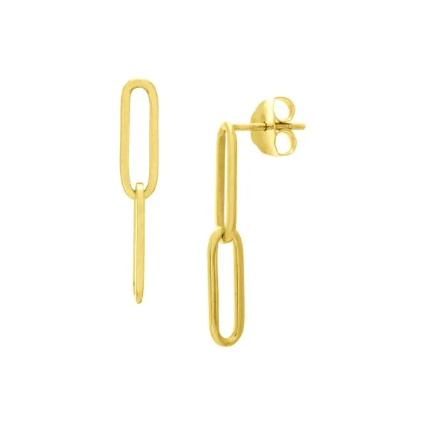 14Kt Yellow Paper Clip Dangle Ear On Post Back Steve Lennon & Co Jewelers  New Hartford, NY