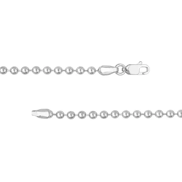 14K White Gold 3mm Beaded Chain Bracelet Lobster Clasp Steve Lennon & Co Jewelers  New Hartford, NY