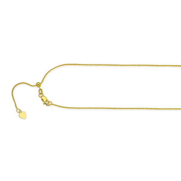 10KT YELLOW GOLD 1.02MM Silicone Adjustable Wheat Chain 22