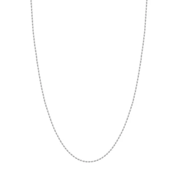 14K White Gold 1.56mm D/C Rope Chain 20