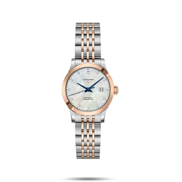 Longines Record Collection - 30MM, Stainless steel and 18 karat pink gold cap 200 Watch Steve Lennon & Co Jewelers  New Hartford, NY