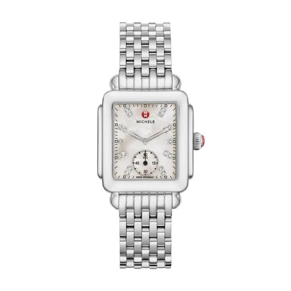 Michele Deco Mid Stainless Diamond Dial Watch with Mother of Pearl Face Steve Lennon & Co Jewelers  New Hartford, NY