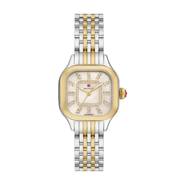 Michele Meggie Two-Tone 18K Gold-Plated Diamond Dial Watch Mother of Pearl Dial with 60 Hand Set Diamonds .19tcw Steve Lennon & Co Jewelers  New Hartford, NY