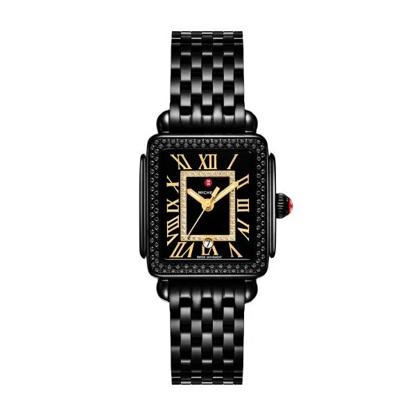 Michele- Deco Madison Mid Black Stainless Steel Sapphire Crystal .62tcw Steve Lennon & Co Jewelers  New Hartford, NY