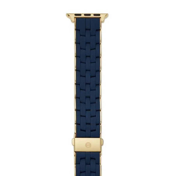 Michele Navy and Gold-Tone Silicone-Wrapped Bracelet Band for Apple Watch Steve Lennon & Co Jewelers  New Hartford, NY