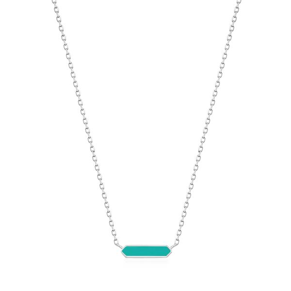 Ania Haie Teal Enamel Bar Silver Necklace Steve Lennon & Co Jewelers  New Hartford, NY