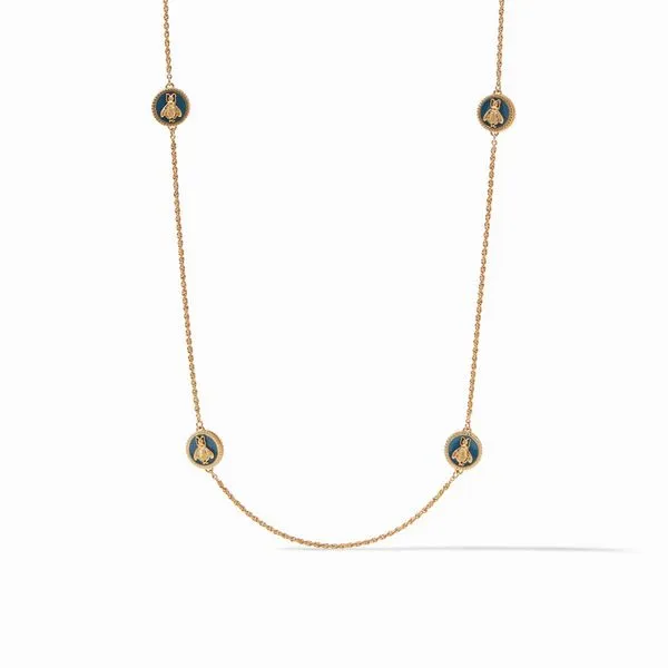 Julie Vos - Bee Cameo Station Necklace Denim Blue Enamel Steve Lennon & Co Jewelers  New Hartford, NY
