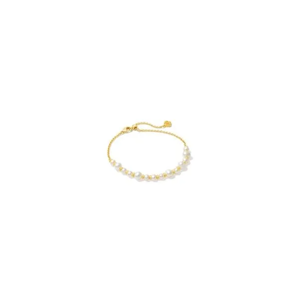 Kendra Scott Jovie Bead Chain Bracelet Gold White Pearl Steve Lennon & Co Jewelers  New Hartford, NY