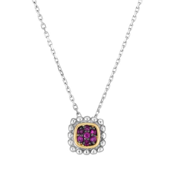 Phillip Gavriel Silver Necklace With One Square Cushion Ruby Steve Lennon & Co Jewelers  New Hartford, NY