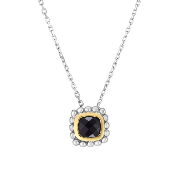 Phillip Gavriel Silver Necklace With One Square Cushion Onyx Steve Lennon & Co Jewelers  New Hartford, NY