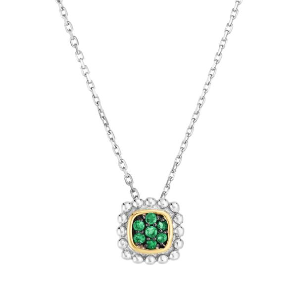 Phillip Gavriel Silver Necklace With Square Cushion Emeralds Steve Lennon & Co Jewelers  New Hartford, NY
