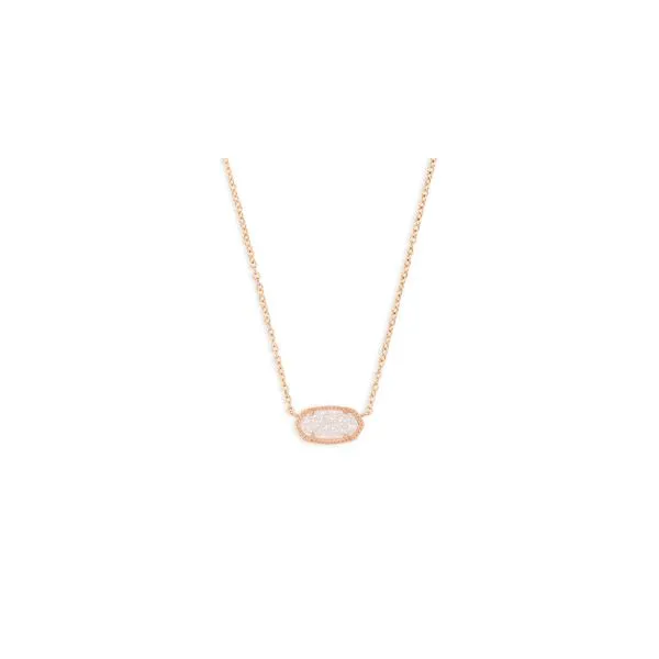Kendra Scott Elisa Short Pendant Necklace Rose Gold Iridescent Drusy Steve Lennon & Co Jewelers  New Hartford, NY