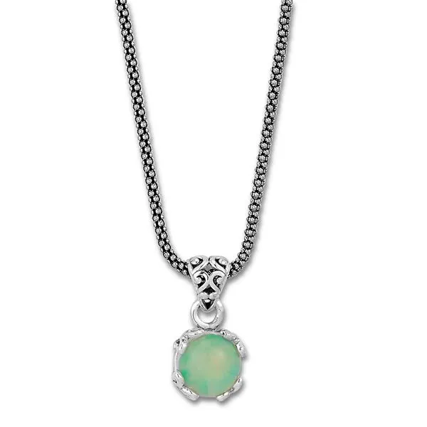 Samuel B. SS 7MM Round Opal Pendant On Chain Steve Lennon & Co Jewelers  New Hartford, NY