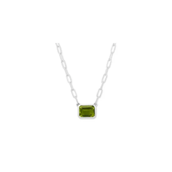 Samuel B. SS Emerald Shape 7X9mm Peridot Solitaire Necklace Steve Lennon & Co Jewelers  New Hartford, NY