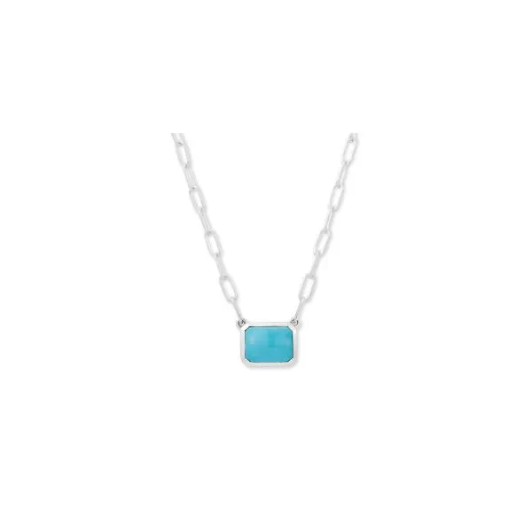 Samuel B. SS Emerald Shape 7X9mm Sleeping Beauty Turqoise Solitaire Necklace S. Lennon & Co Jewelers New Hartford, NY