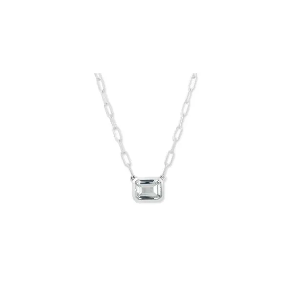 Samuel B. SS Emerald Shape 7X9mm White Topaz Solitaire Necklace S. Lennon & Co Jewelers New Hartford, NY