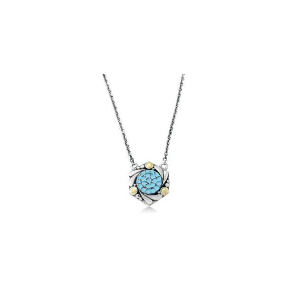Samuel B. SS/18K Pave Birthstone Necklace- Sleeping Beauty Turqoise S. Lennon & Co Jewelers New Hartford, NY